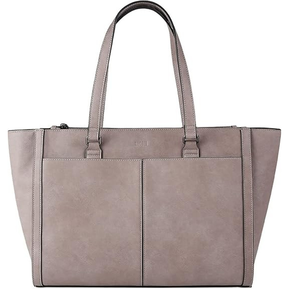 Classic Taupe Tote Bag with Dual Front Pockets